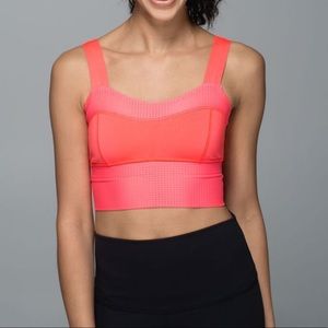 Lululemon Var-City Long Line Bra in Electric Coral
